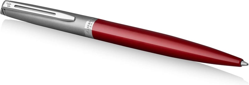 Waterman Hemisphere Essential Ballpoint Pen - Matte Stainless Steel and Red Barrel with Chrome Trim - Image 2